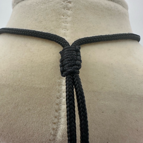 Handmade Jade and Cinnabar Double Flower Pendant Necklace on Adjustable Rope - Picture 7 of 9